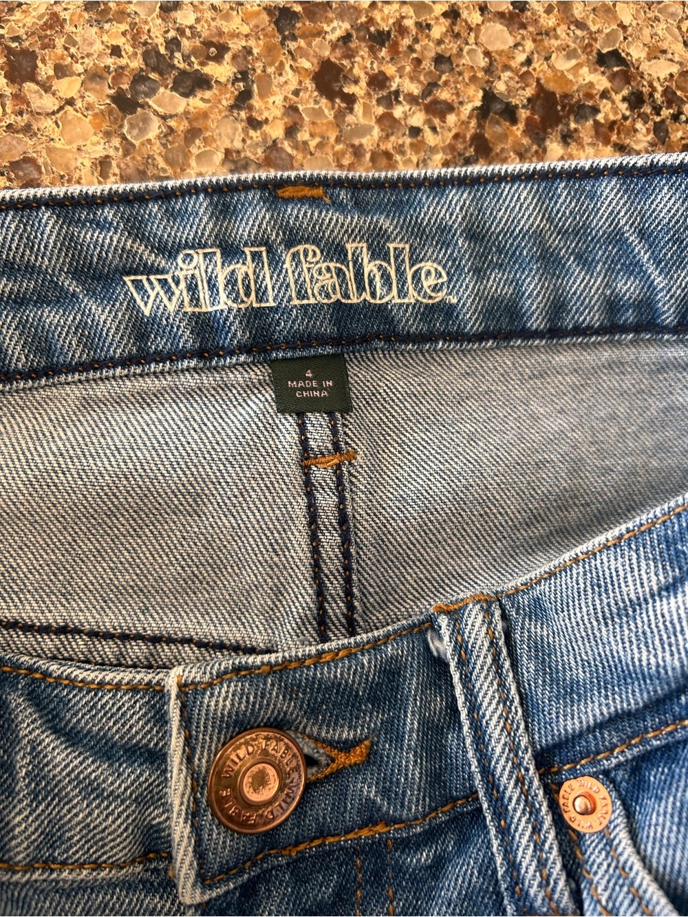 wild fable Light Blue Distressed Denim Shorts with Lace Trim - Picture 4 of 4